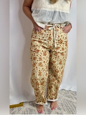 NWT Polagram Natural Wide Leg Drawstring Pants size Small